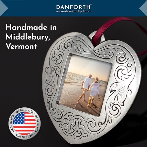 DANFORTH Victorian Heart Pewter Photo Frame Ornament | Keepsake Gift for Mom
