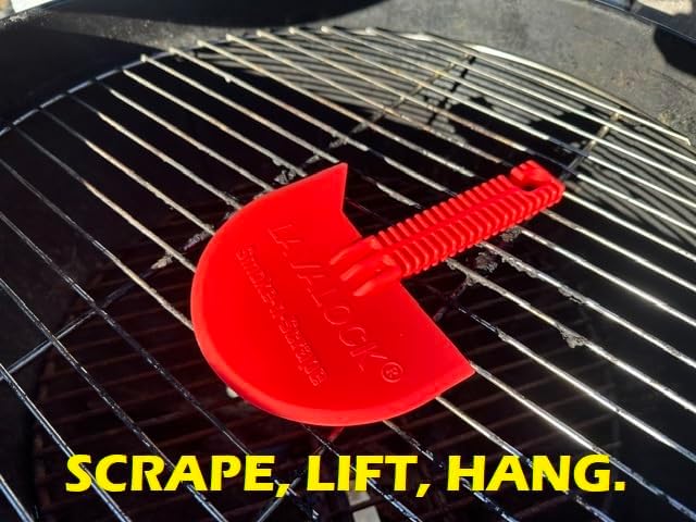 LavaLock Grill Scraper - Effective Residue Remover Tool for Weber Kettle & Smokey Mountain | Red Smoke-n-Scrape