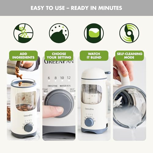 GreenPan Nut Milk Maker Machine 30oz - 15-in-1 Plant-Based Cream, Self-Clean, Delay Start