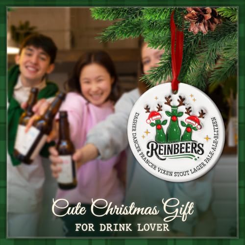 Rein-Beers Funny Beer Christmas Ornament 2026 – Ceramic Tree Decoration