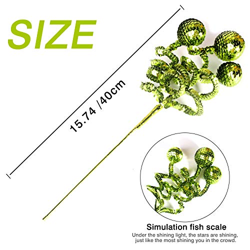ZHANYIGY 14.5in Green Sequin Ball Curly Pick Christmas Tree Topper