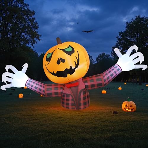 7FT Halloween Inflatable Pumpkin Ghost Outdoor Decoration with Lights
