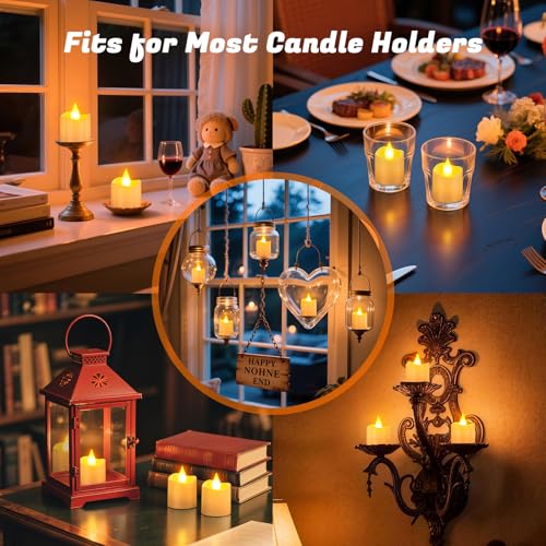 PChero 12pcs Flameless Candles with Remote & Charging Station - Rechargeable LED Tea Lights