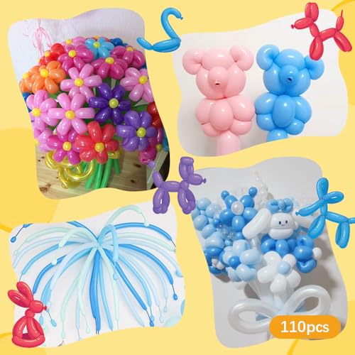 260 110PCS Light Blue Long Balloons for Tying Balloon Arch Animal Balloons Christmas Gifts Shiny Thick Latex Twisting Balloon for Modeling Magic Birthday Decorations Party Supply Baby Shower Wedding