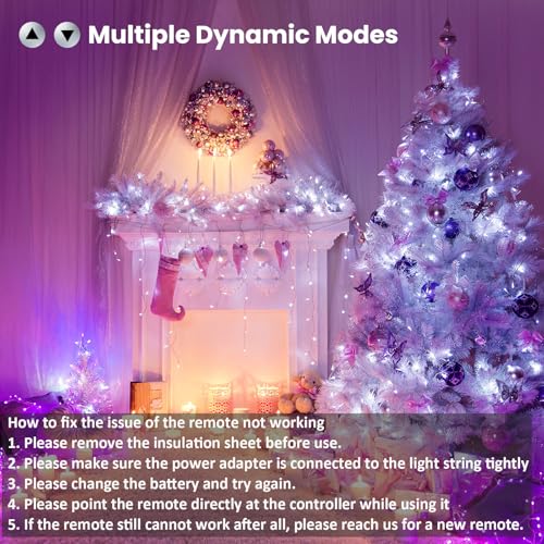 Brizled RGB Christmas Lights 200 LED 66 ft - Orange Purple Halloween on Clear Wire