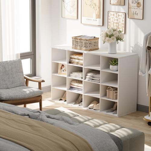 White Garden 4 You 16-Cube 4-Tier Shoe Storage Bench Organizer