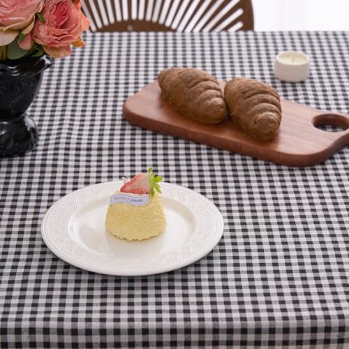 VCTops 70x134 in Black Plaid Farmhouse Tablecloth - 70x134 Rectangular Cotton Linen, Washable