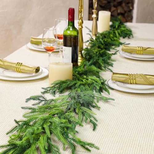 12FT Artificial Norfolk Pine Garland - Real Touch Holiday Decor for Indoor & Outdoor
