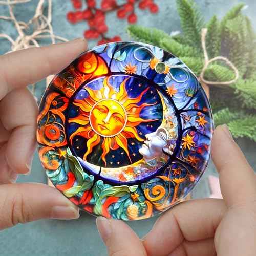 Sun and Moon Christmas Ornaments - Bumblebee Ornaments for Tree, Holiday Keepsake Gift Exchange