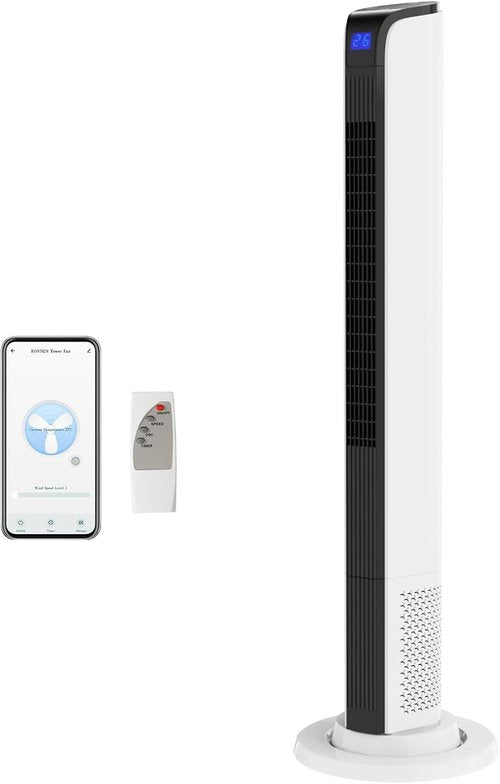 Bonnlo 42" Smart Tower Fan - Quiet Oscillating Floor Fan with APP & Remote Control, 3 Modes, 3 Speeds, 12H Timer