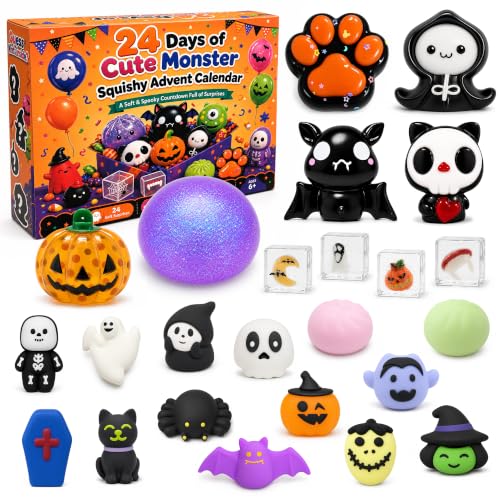 Halloween Squishy Advent Calendar for Kids - 24 Surprises, Stress Relief Toys, Funewest