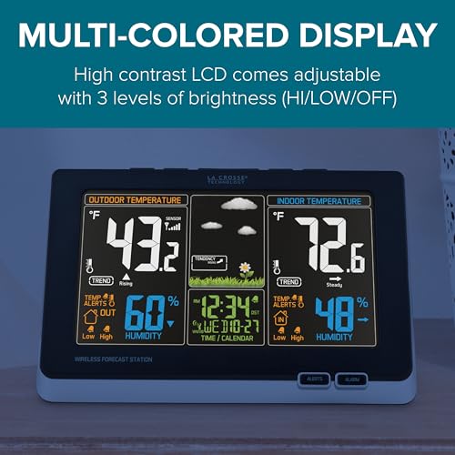 La Crosse Technology Black Advanced Weather Station with Full-Color LCD & Atomic Time