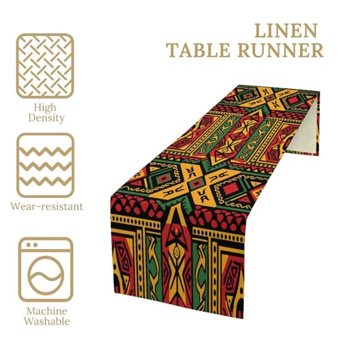 SENRUEGT African 36x13in Table Runner - Retro Mandala Ethnic Kitchen Decor, L36"xW13"