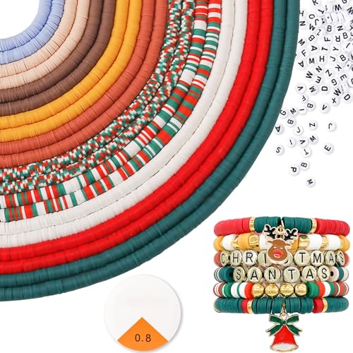 ADIIL Christmas Bead Bracelet Making Kit - 7200pcs Polymer Clay Jewelry Supplies
