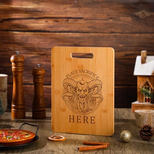 Tioncy Christmas Krampus Bamboo Cutting Board Place Sacrifice Here