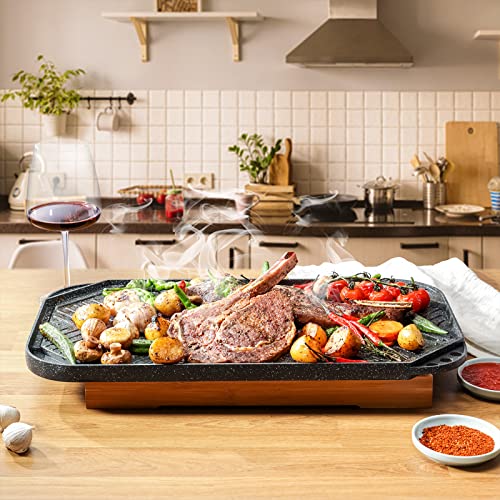 Reversible Nonstick Grill and Griddle Pan 19.5 x 10.7 Inch Cast Aluminum Portable