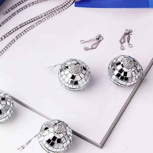 12 Pcs Silver Disco Mirror Ball for Party Decoration, Christmas Tree Wedding Birthday Party Ornaments(4CM)