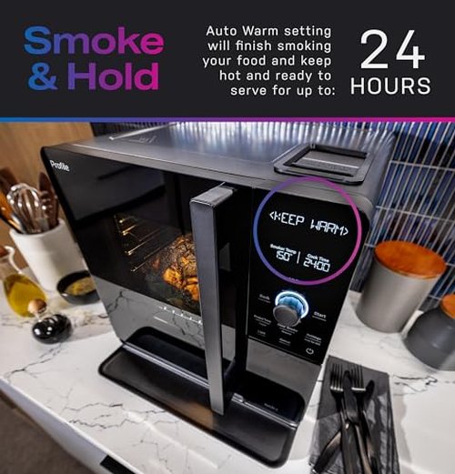 GE Profile™ Smart Indoor Pellet Smoker, with Active Smoke Filtration, 5 Smoke Control Settings, WiFi Connected, Electric, Countertop BBQ Appliance, Black