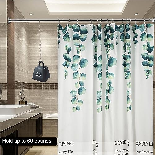 Heavy Duty Chrome Plated Shower Curtain Rod - 60 Inch Stainless Steel, Wall Mount, Permanent Install