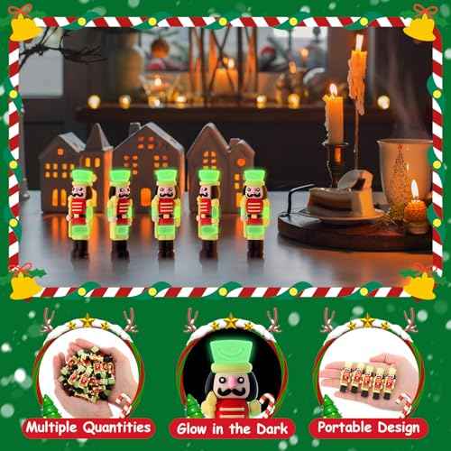 Chunful 25 Pcs Christmas Luminous Nutcrackers Figures Nutcracker Mini Soldier Figurines Glow in The Dark Christmas Decorations for Party Favors Bag Fillers Outdoor Dollhouse Collectible Decor Gifts