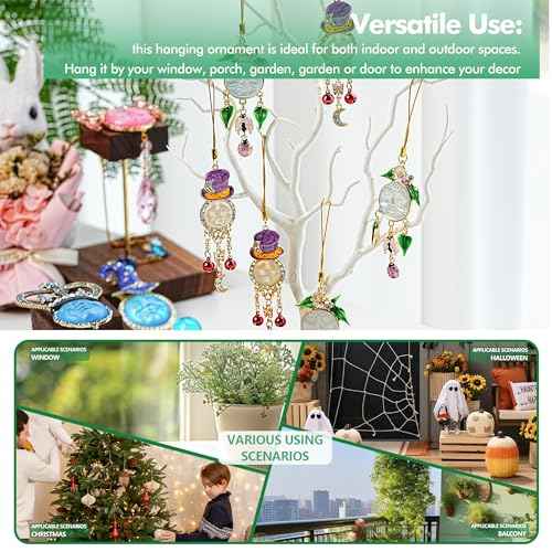 Crystal Hanging Ornament Witch Hat with Crytsal Prisms Sun God Smiley Face Decorative Sun God Halloween Decor for Window, Patio, Garden, Car