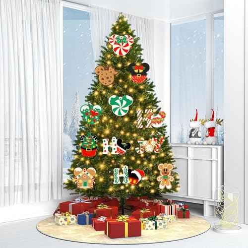 Christmas Tree Hanging Ornaments, 12Pcs Wooden Mouse Decorations for Holiday Christmas Trees Hanging Slices with Ropes Party Xmas