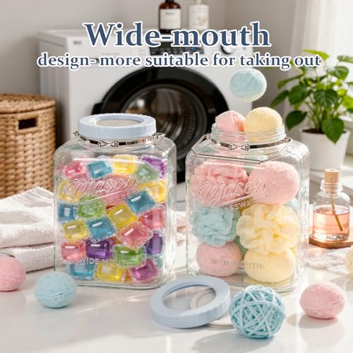 2 Gallon Airtight Glass Storage Jar Set with Dual Seal Lids - Square, Food-Grade, Bulk Pantry Organizer