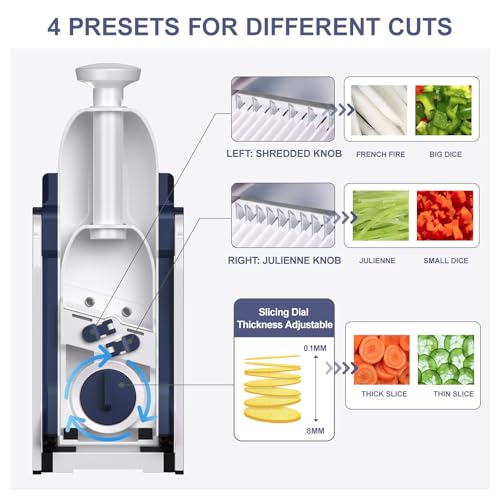 SupMaKin Blue Adjustable Mandoline Slicer for Kitchen - 0.1-8mm Thickness