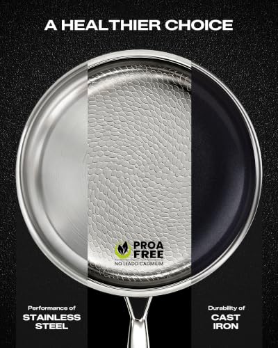 12 Inch Titanium Hammered Frying Pan with Lid - Nonstick & Oven Safe