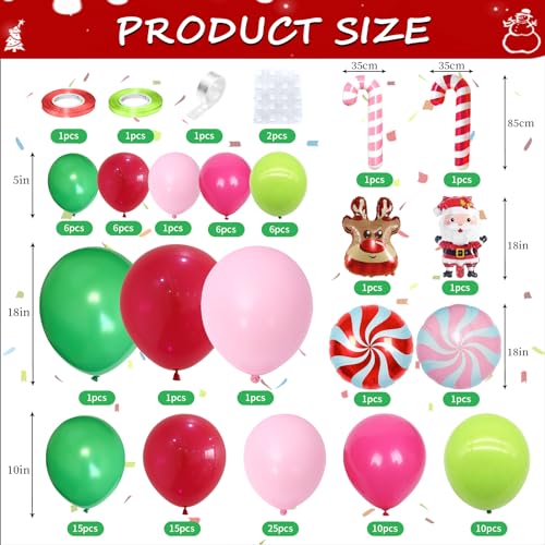 Christmas Arch Kit - Red Pink Green Latex Balloon Garland for Xmas Party - Variation 1