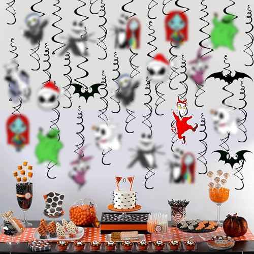 36PCS Halloween Christmas Hanging Swirls Decorations - NO DIY - Halloween Christmas Hanging Streamers for Classroom Ceiling Office Indoor Outdoor Halloween Birthday Party Decorations Supplies