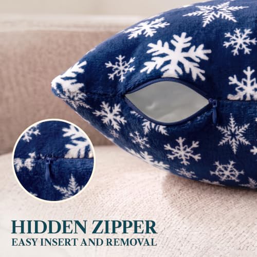 PAVILIA Snowflake Blue Holiday 18x18 Velvet Pillow Covers Set of 2