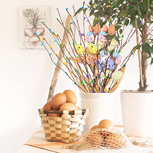 Shitailu Artificial Easter Spray Vine with Pastel Easter Eggs and Berries- Decorative Spring Floral Stems-Easter Egg Twig Branches for Floral Arrangement-Centerpiece Wreath Decoration (26 Pcs)