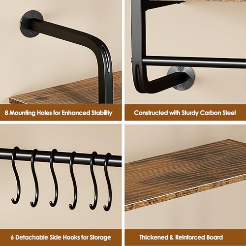 3 Tier Industrial Pipe Floating Shelf, 24" Kitchen Wall Shelves
