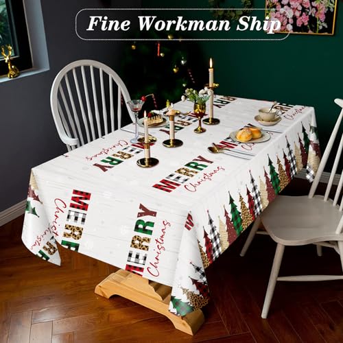 Preboun 3-Piece Christmas Tablecloth Set with Tree Pattern, Waterproof Plastic Covers
