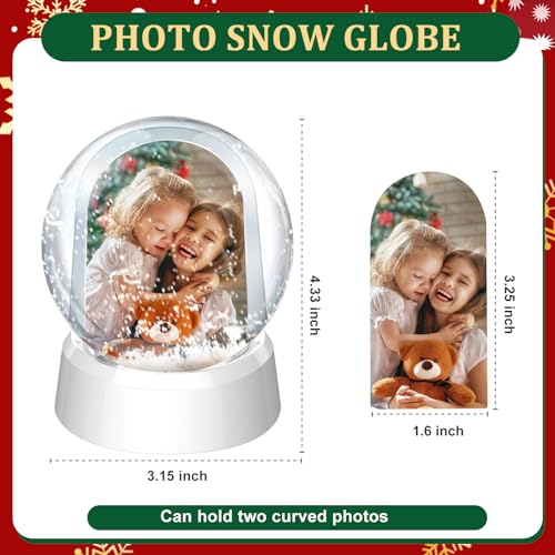 BeapTcely 4 Pack Christmas Snow Globe Photo Frames DIY Waterless Floating Water Globes Black White Silver Gold