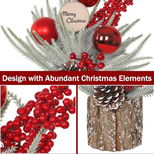 Demiuko Mini Christmas Tree with Ball Decoration, Tabletop Holiday Centerpiece