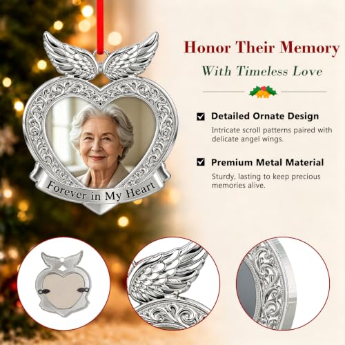 D4DREAM Memorial Picture Frame Angel Wing Christmas Photo Ornament