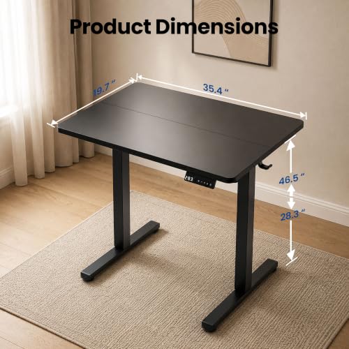 ExaDesk 35" x 20" Classic Black Electric Standing Desk for Small Spaces