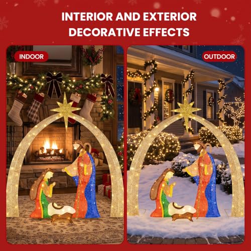 5ft LED Nativity Scene Outdoor Yard Decor with Arch & Holy Family