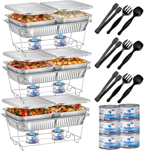 MAXYGIFT Full Size Disposable Chafing Dish Buffet Set - 33 Pcs Food Warmers for Parties