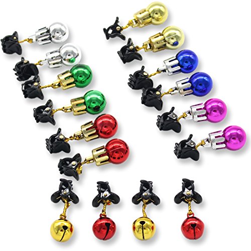 16pcs Beard Ornaments. 4 Sounding Jingle Bells and 12 Colors of Christmas Baubles Great Gift Idea! (4 Bell+12 Baubles)
