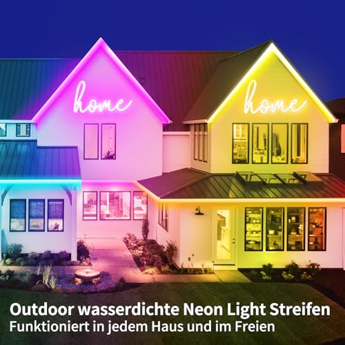 132FT LED Neon Rope Lights with App & Remote Waterproof RGB Outdoor Decor