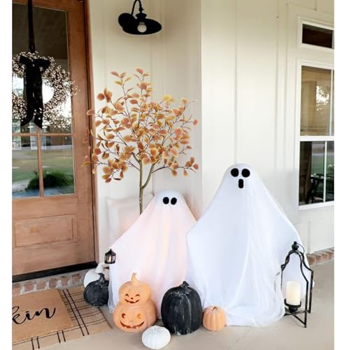 5FT Fall Trees - 2pcs Autumn Eucalyptus Artificial Trees for Porch Decor - Orange Variation