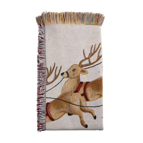 Mud Pie Christmas Santa Scene Jacquard Throw Blanket 53x64 Inches