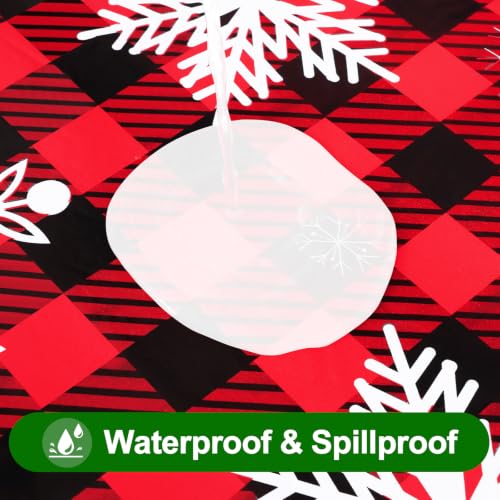 Smiry Black & Red Round 36-44 inch Tablecloth, Elastic Fitted Waterproof Cover