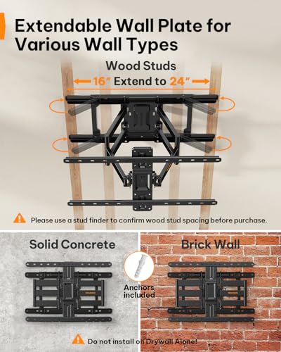 Ultra Slim TV Wall Mount for 42-90 Inch TVs up to 132 lbs - Full Motion, Space Saving