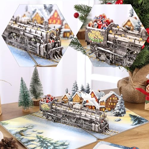 Steam Train Pop-Up Christmas Card 3D – Christmas Express (SISTIMON) Train Variation