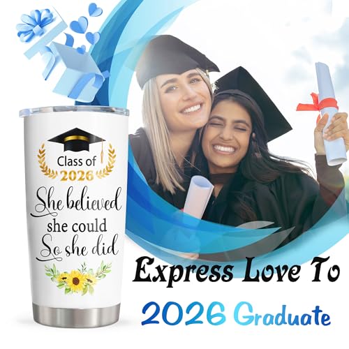 Graduation Gifts Tumbler 20oz - 2026 Graduation Gift for Women, College & High School Graduates - Pudmaple