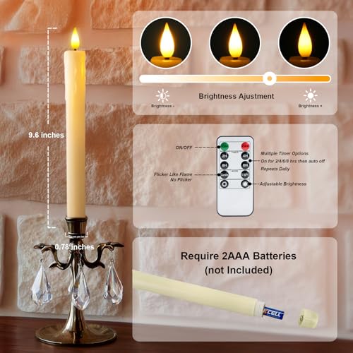 Homemory Ivory Drip Taper Flameless Candles with Remote & Timer, 24 Pack, 9.6 Inch